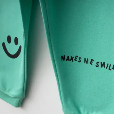 Bebolly Makes Me Smile Baskılı Çocuk Eşofman Altı Unisex Mint - 6