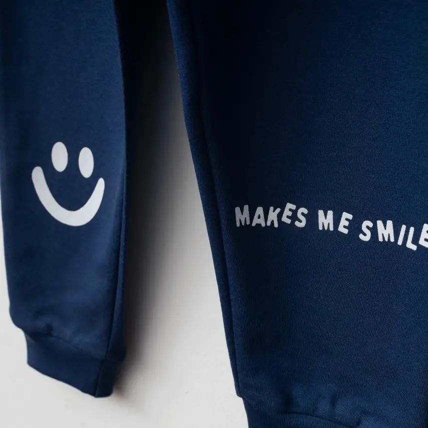 Bebolly Makes Me Smile Baskılı Erkek Çocuk Eşofman Altı Lacivert - 3