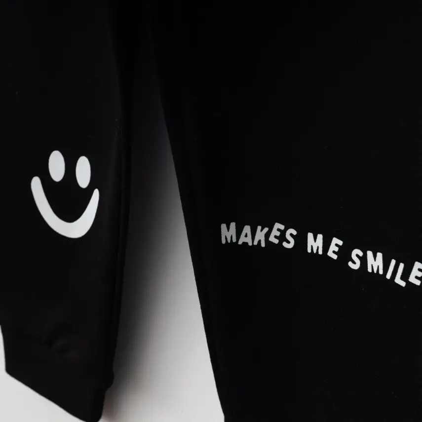 Bebolly Makes Me Smile Baskılı Erkek Çocuk Eşofman Altı Siyah - 6