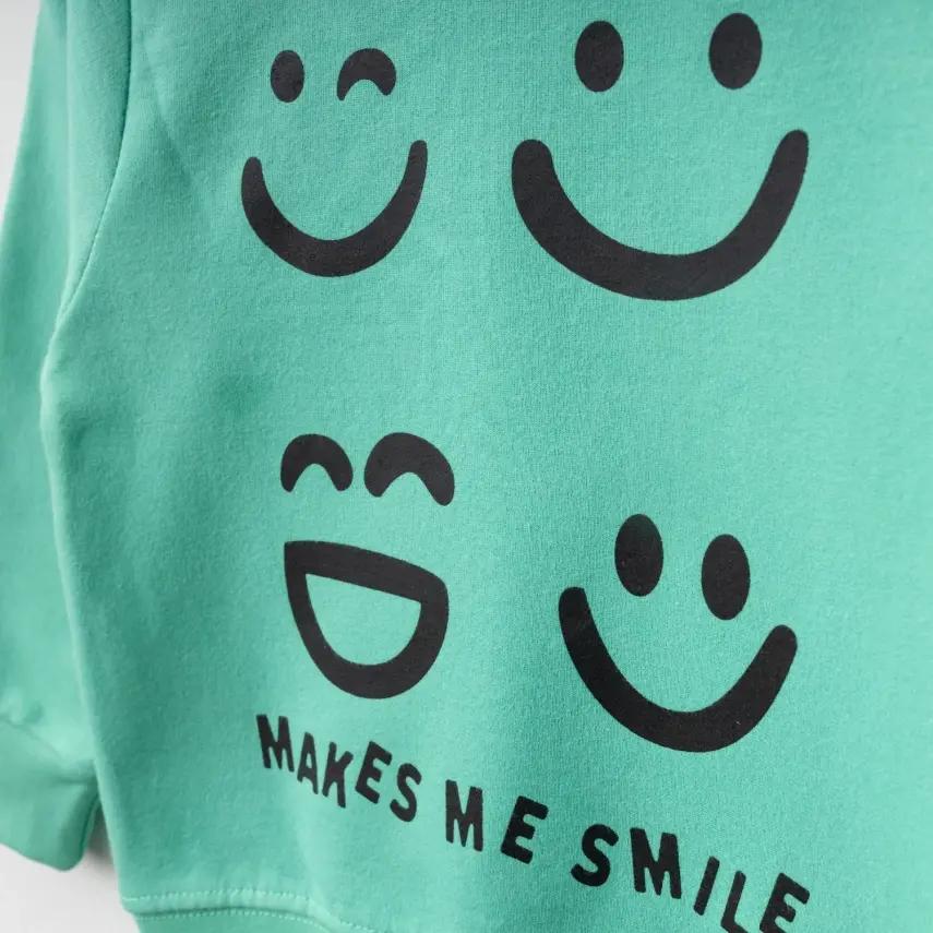 Bebolly Makes Me Smile Çocuk Sweatshirt Baskılı Unisex Mint - 3