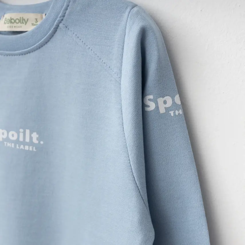 Bebolly Spoilt Baskılı Erkek Çocuk Sweatshirt Mavi - 3