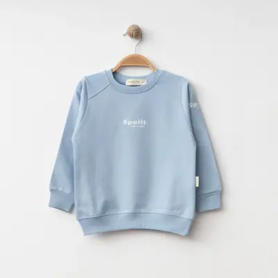 Bebolly Spoilt Baskılı Erkek Çocuk Sweatshirt Mavi - 1