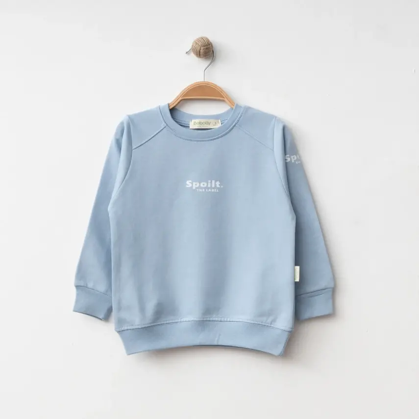 Bebolly Spoilt Baskılı Erkek Çocuk Sweatshirt Mavi - 1