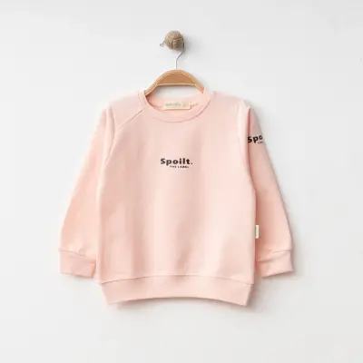 Bebolly Spoilt Baskılı Kız Çocuk Sweatshirt Pudra 