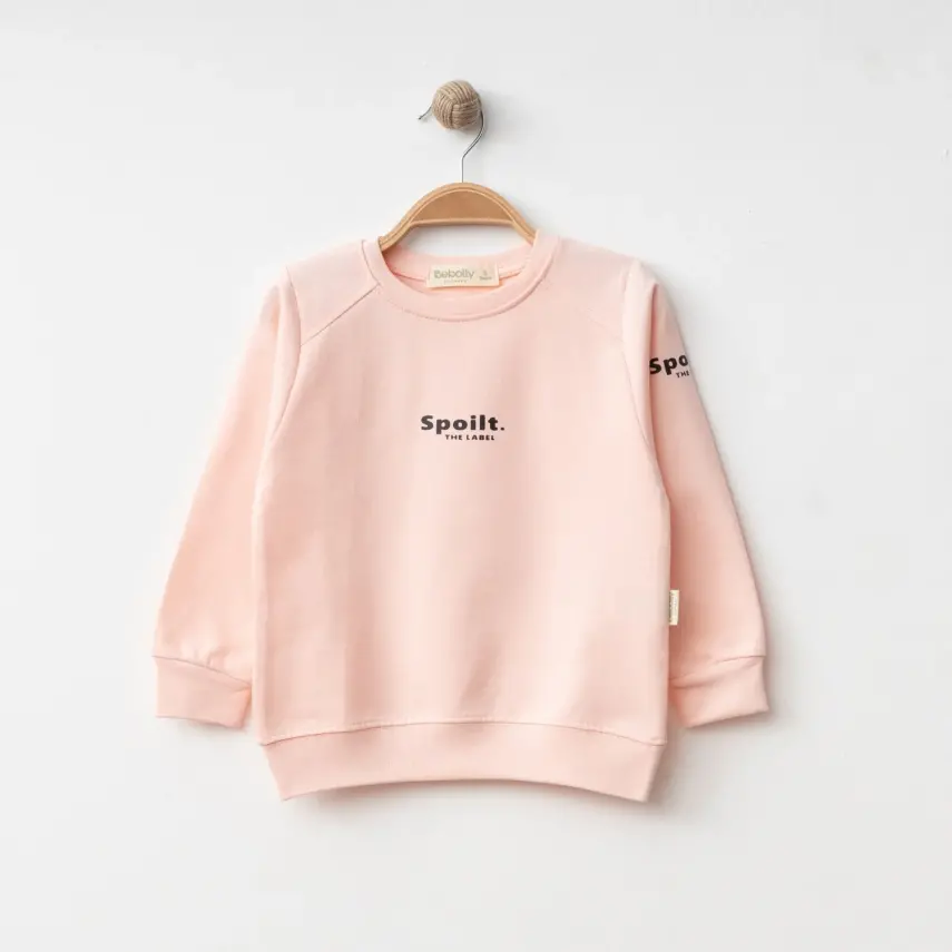 Bebolly Spoilt Baskılı Kız Çocuk Sweatshirt Pudra - 1