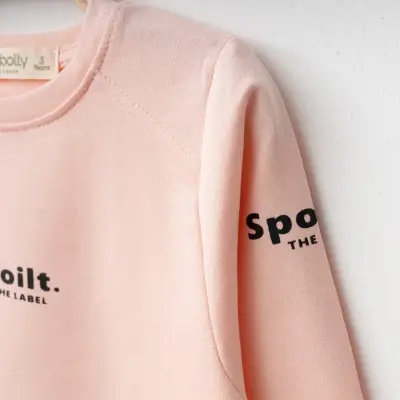 Bebolly Spoilt Baskılı Kız Çocuk Sweatshirt Pudra - 2