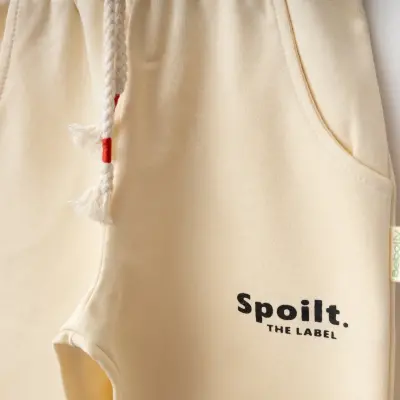 Bebolly Spoilt Baskılı Unisex Çocuk Eşofman Altı Bej - 2