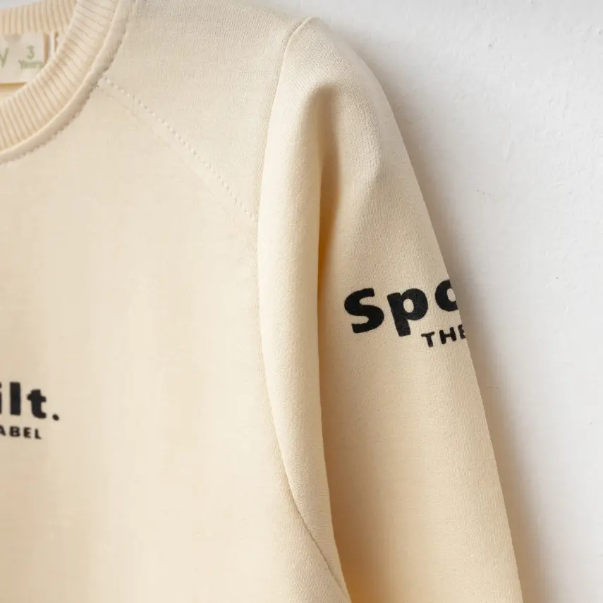 Bebolly Spoilt Baskılı Unisex Çocuk Sweatshirt Bej - 3