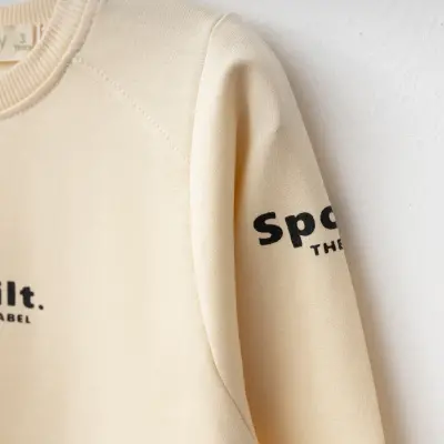 Bebolly Spoilt Baskılı Unisex Çocuk Sweatshirt Bej - 6