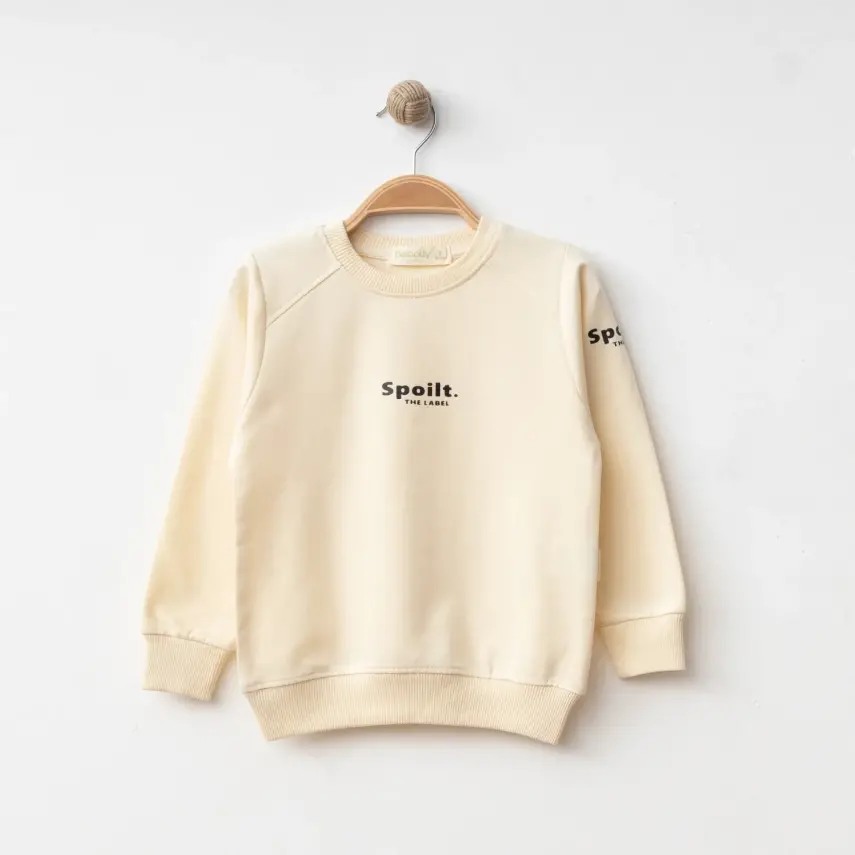 Bebolly Spoilt Baskılı Unisex Çocuk Sweatshirt Bej - 1