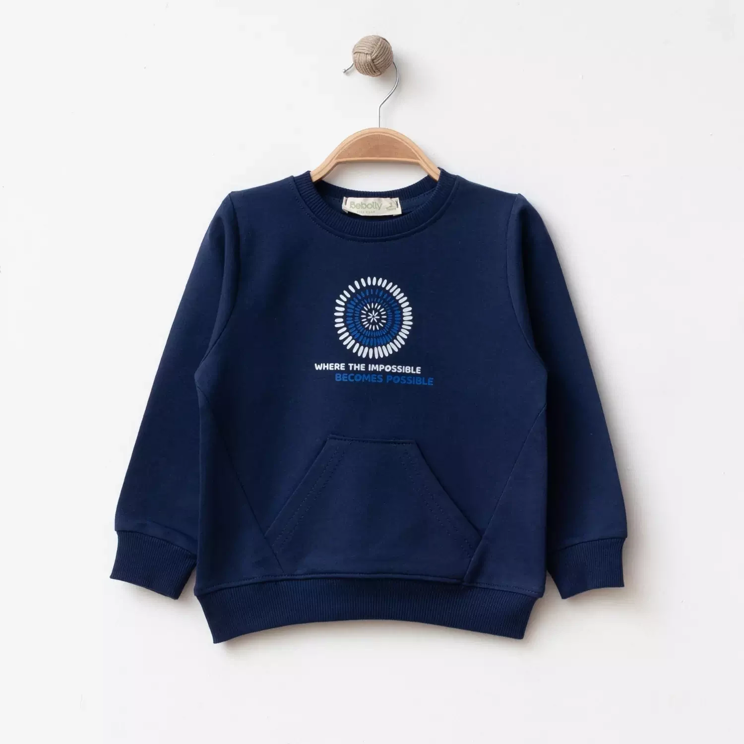 Bebolly Sweartshirt Parçalı Becomes Baskılı Lacivert