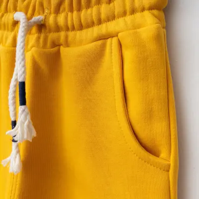 Bebolly Üç İplik Şardonsuz Basic Çocuk Eşofman Altı Unisex Sarı - 9