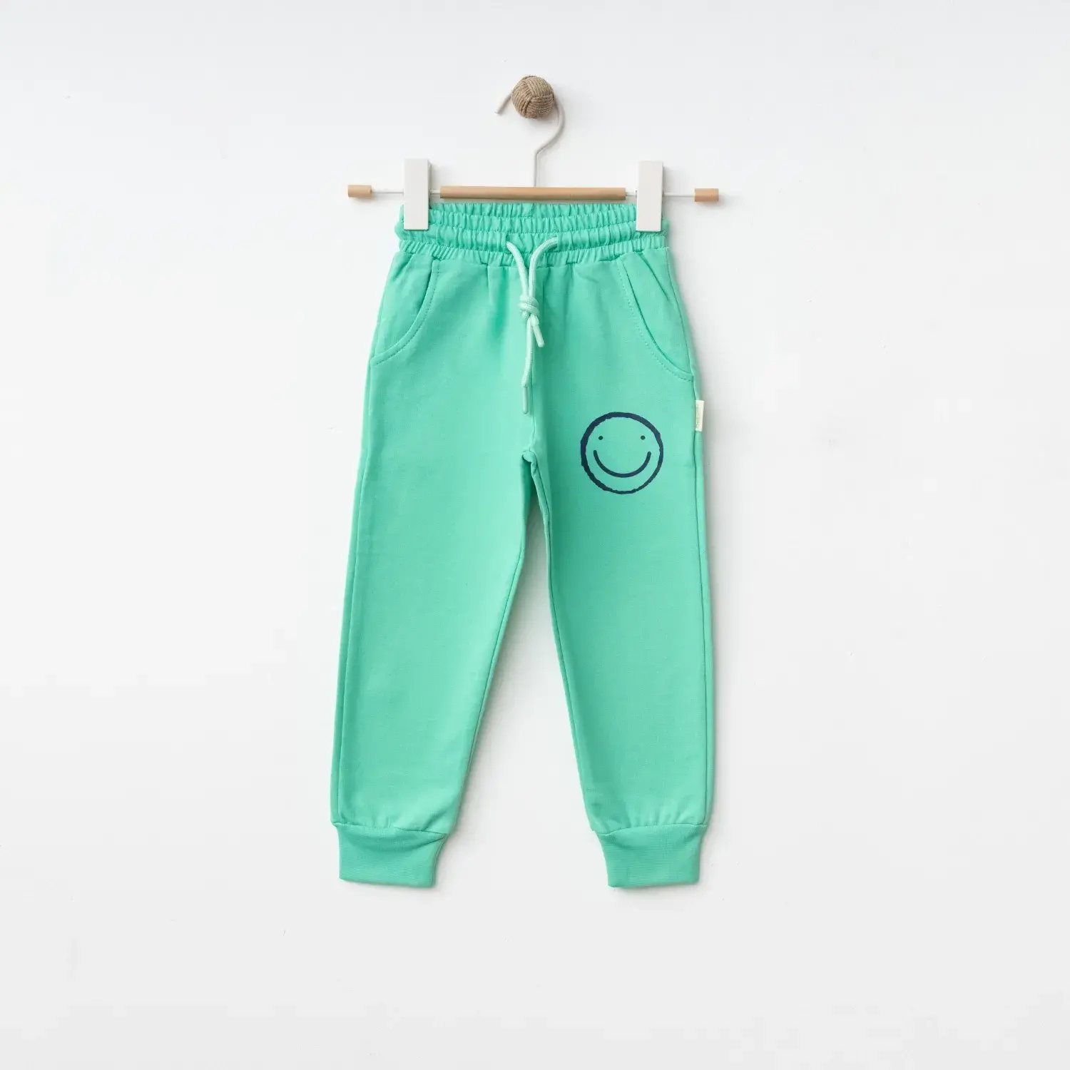 Bebolly Unisex Eşofman Altı Gülenyüz Baskılı Mint