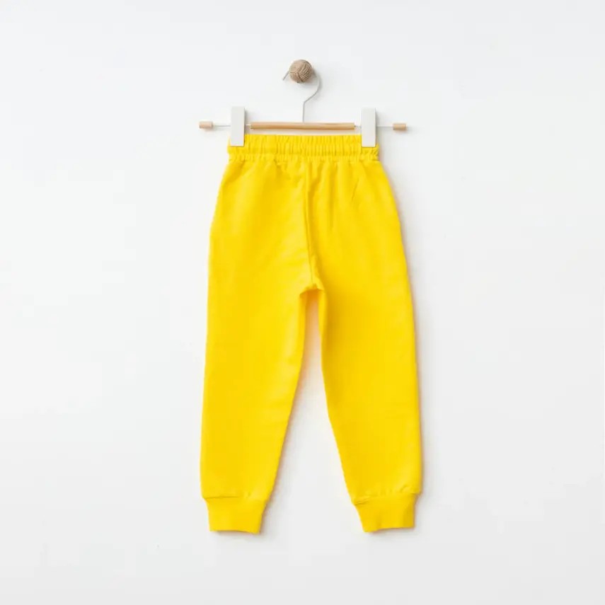 Bebolly Unisex Eşofman Altı Happy Baskılı Sarı - 6