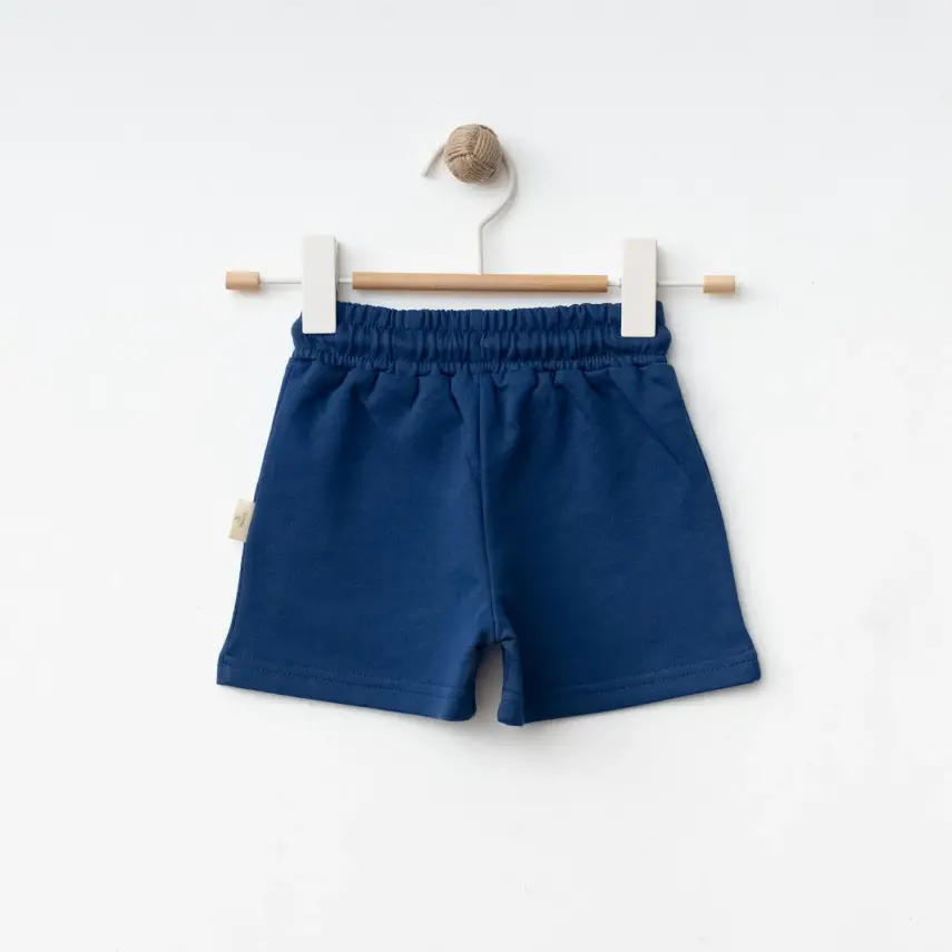 Bebolly Unisex Şort Gülenyüz Baskılı Lacivert - 4