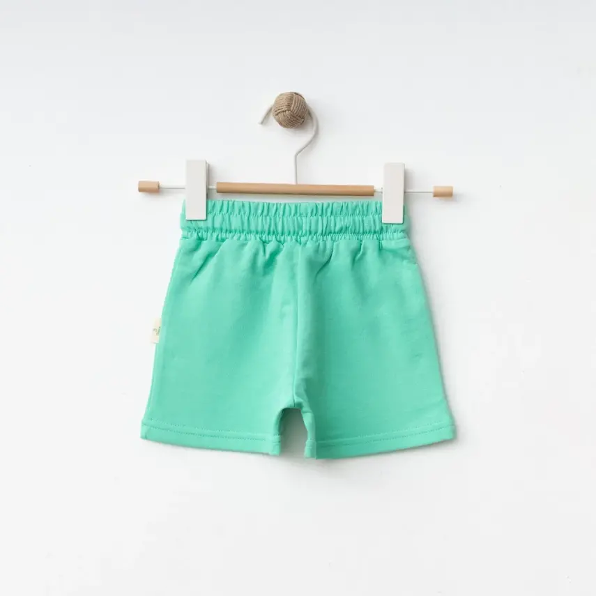 Bebolly Unisex Şort Gülenyüz Baskılı Mint - 2