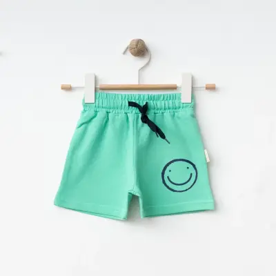 Bebolly Unisex Şort Gülenyüz Baskılı Mint 