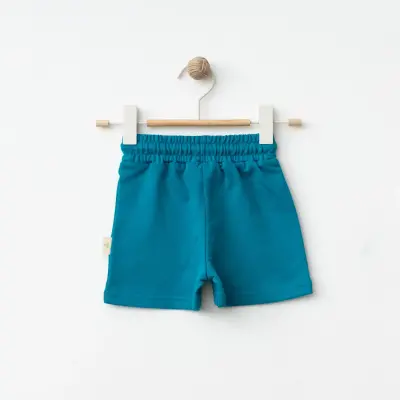 Bebolly Unisex Şort Happy Baskılı Turkuaz - 6