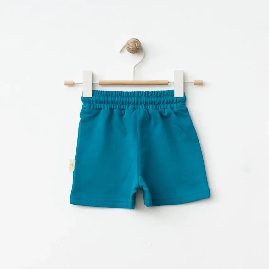 Bebolly Unisex Şort Happy Baskılı Turkuaz - 8