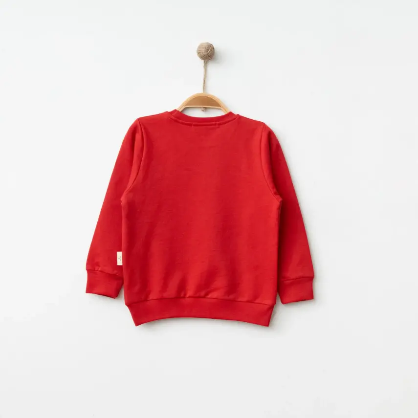 Bebolly Unisex Sweatshirt Happy Baskılı Kırmızı - 4