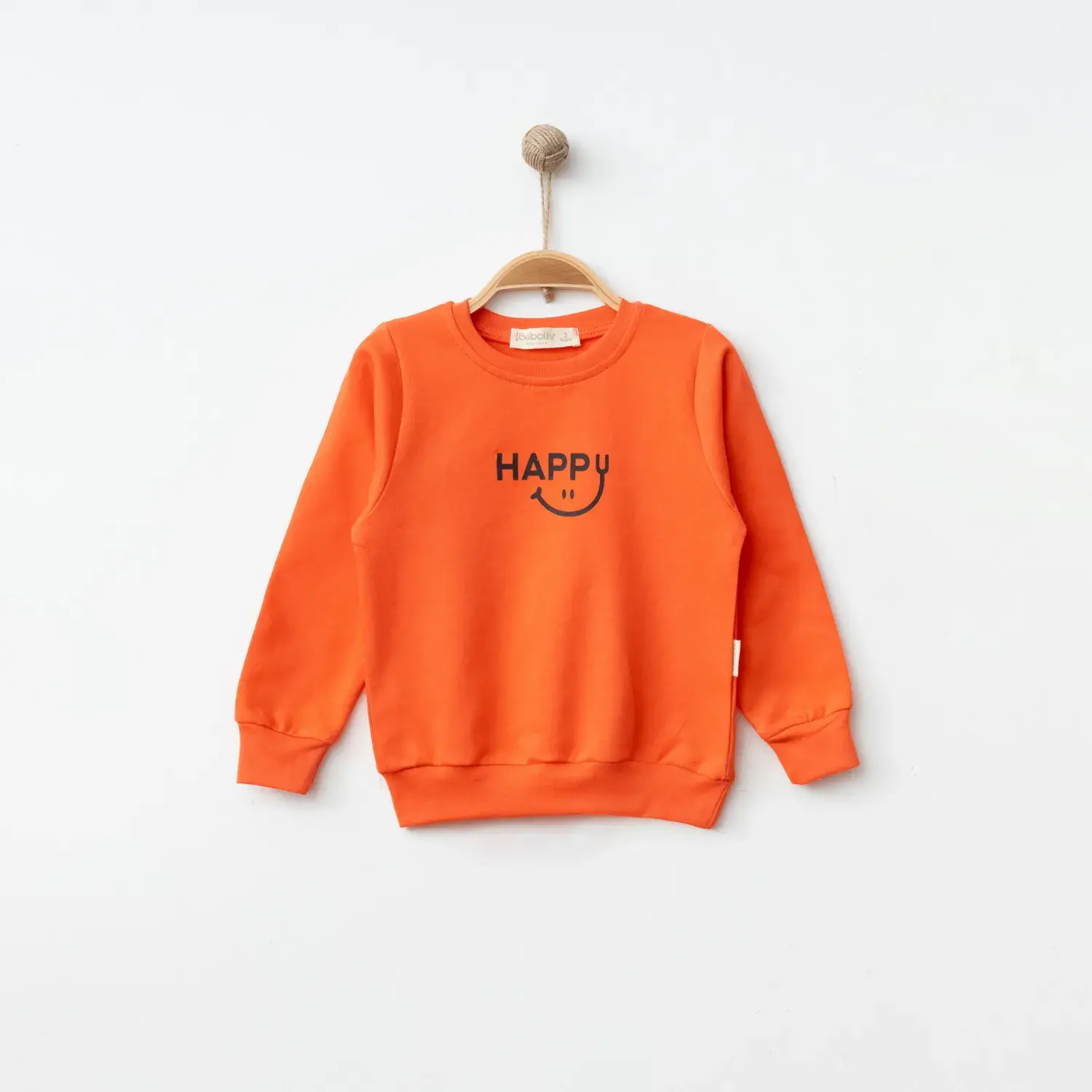 Bebolly Unisex Sweatshirt Happy Baskılı Mercan