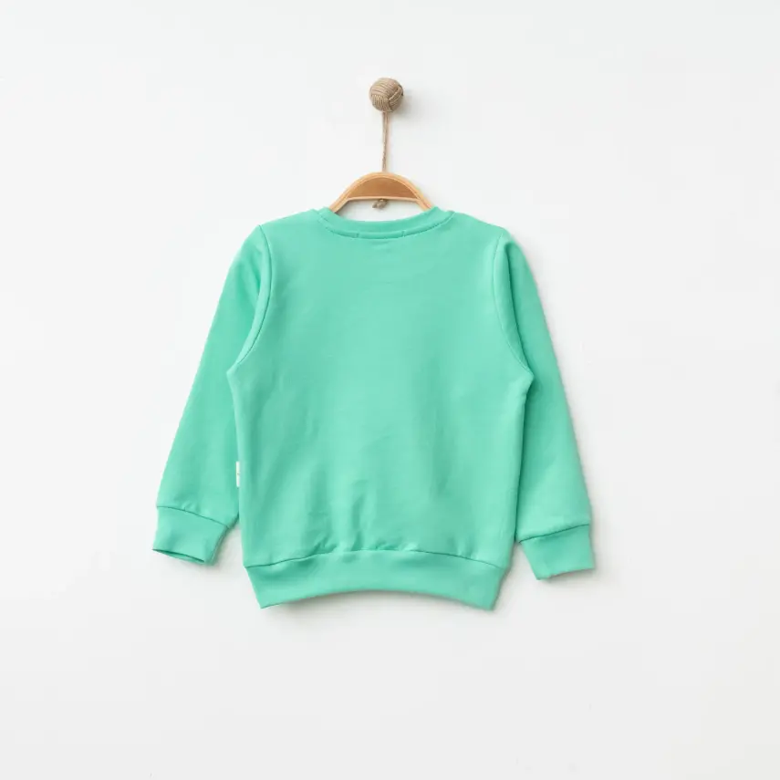 Bebolly Unisex Sweatshirt Happy Baskılı Mint - 2
