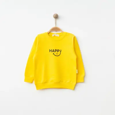 Bebolly Unisex Sweatshirt Happy Baskılı Sarı 