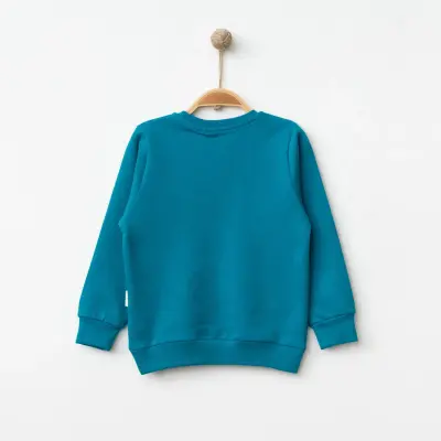 Bebolly Unisex Sweatshirt Happy Baskılı Turkuaz (1)