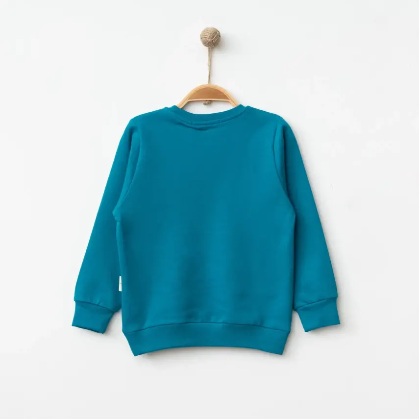 Bebolly Unisex Sweatshirt Happy Baskılı Turkuaz - 2
