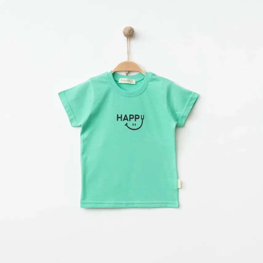 Bebolly Unisex T-shirt Happy Baskılı Mint - 5