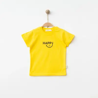 Bebolly Unisex T-shirt Happy Baskılı Sarı 