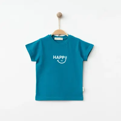 Bebolly Unisex T-shirt Happy Baskılı Turkuaz - 3