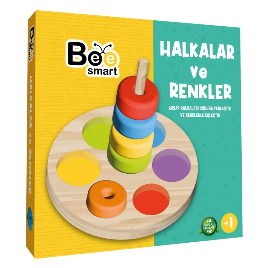 Bee Smart Ahşap Renkli Halkalar Eğitici Set - 1