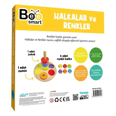 Bee Smart Ahşap Renkli Halkalar Eğitici Set - 2