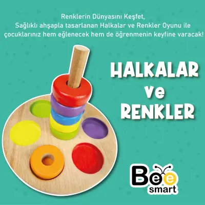 Bee Smart Ahşap Renkli Halkalar Eğitici Set - 7