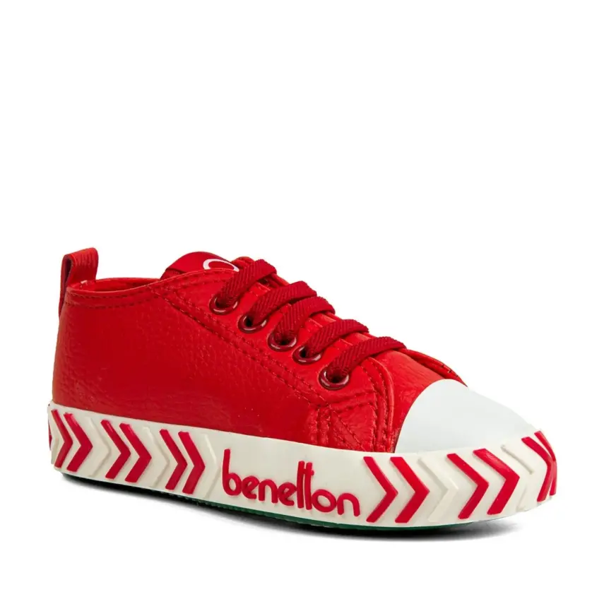 Benetton Ayakkabı Spor Patik Suni Deri Kırmızı - 3