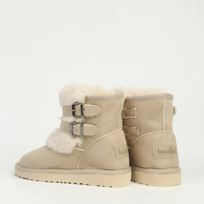 Benetton Bot Bej Kürklü Süet - 4