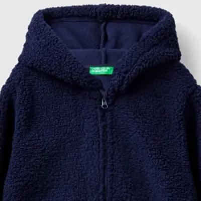 Benetton Fermuarlı Ve Kapüşonlu Erkek Bebek Sweatshirt Lacivert (1)