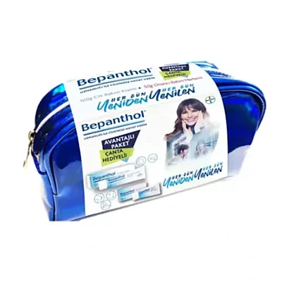 Bepanthol Cilt Bakım Kremi 100 gr + Onarıcı Bakım Kremi 50 gr Metalik Çanta