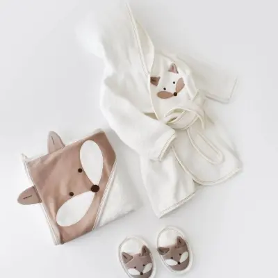 Bibaby Erkek Bornoz Takımı Sweet Fox Ekru - Kahverengi