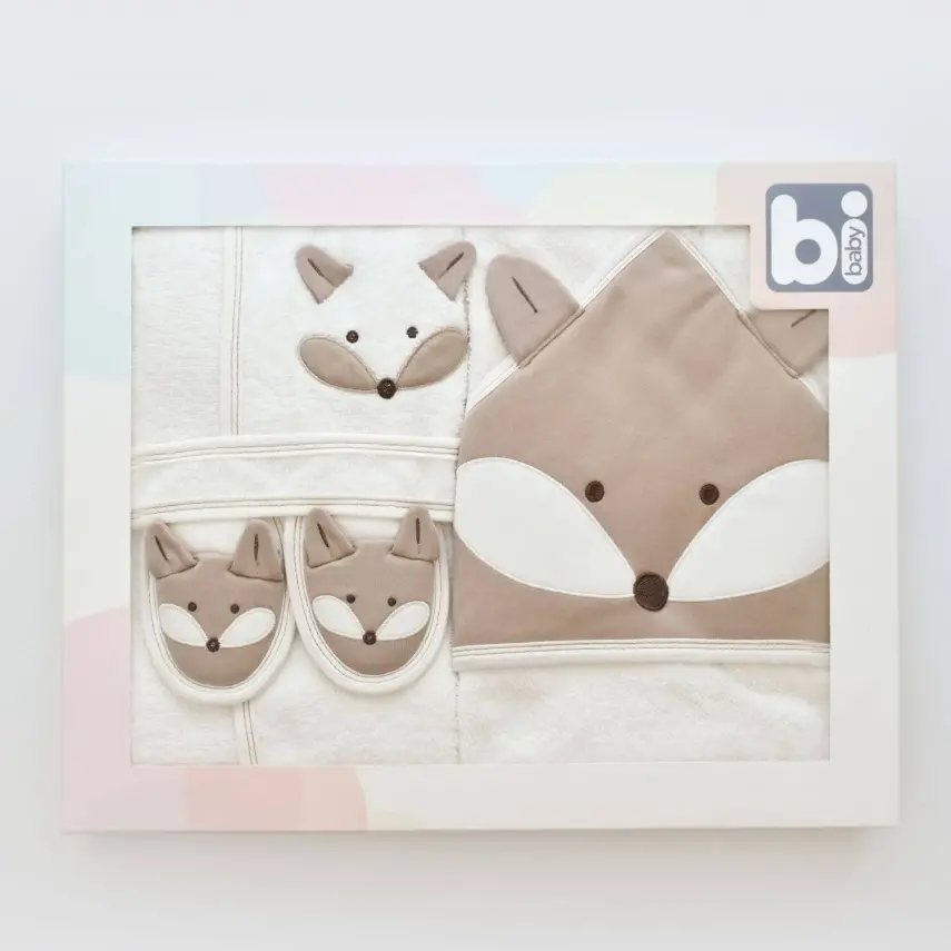 Bibaby Erkek Bornoz Takımı Sweet Fox Ekru - Kahverengi - 6
