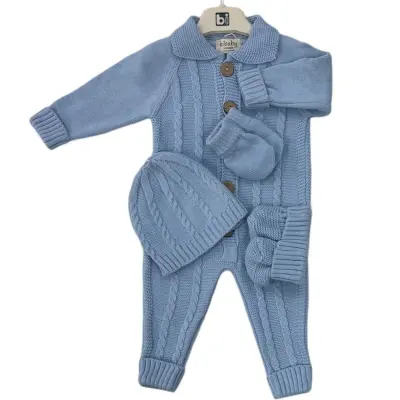 Bibaby Erkek Hastane Çıkışı 5li Triko Saç Örgü Mavi (1)