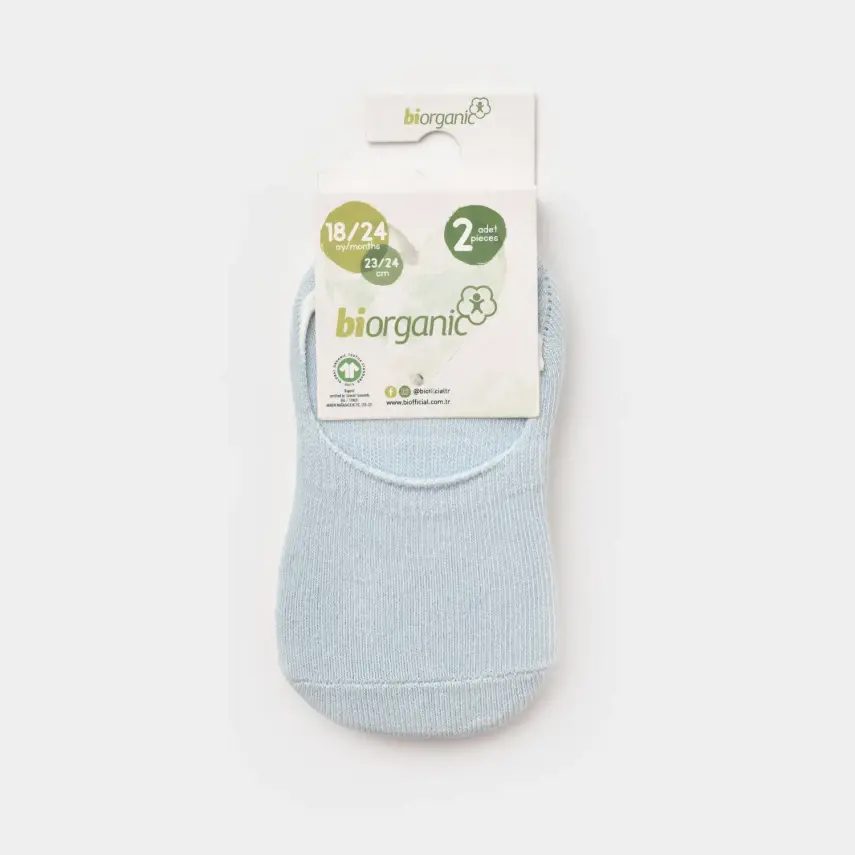 Bibaby Erkek Organik Babet Çorap 2li Basic Mavi - Ekru - 4