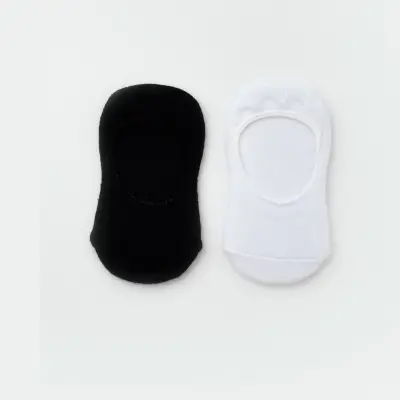 Bibaby Erkek Organik Babet Çorap 2li Basic Siyah - Beyaz