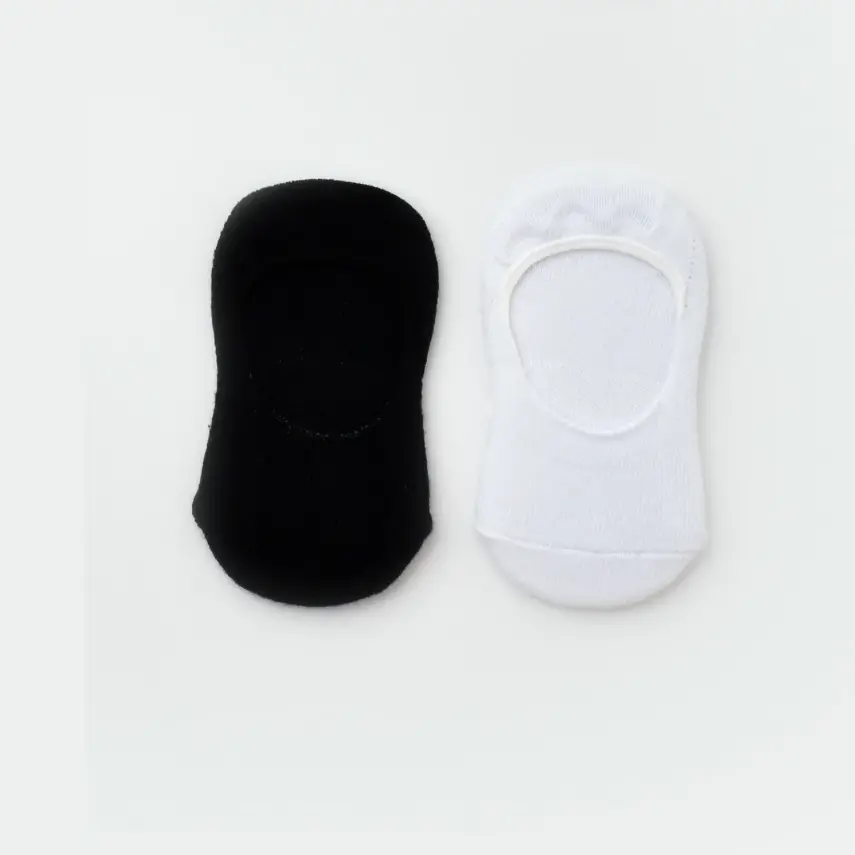 Bibaby Erkek Organik Babet Çorap 2li Basic Siyah - Beyaz - 6