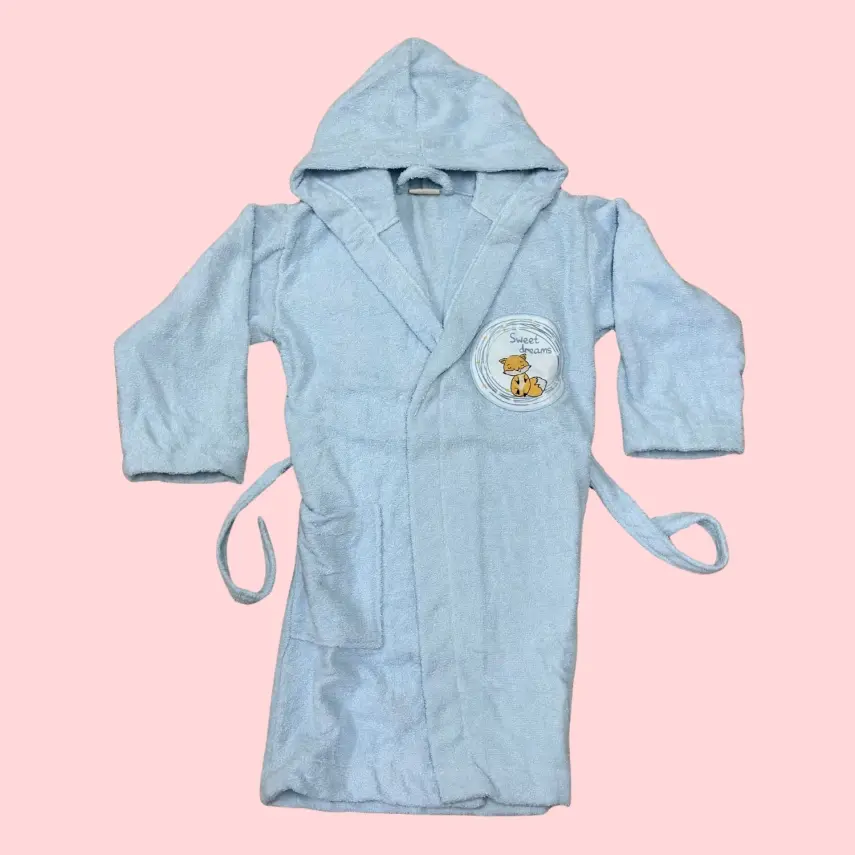 Bibaby Erkek Organik Bornoz Fox Dreams Mavi - 1