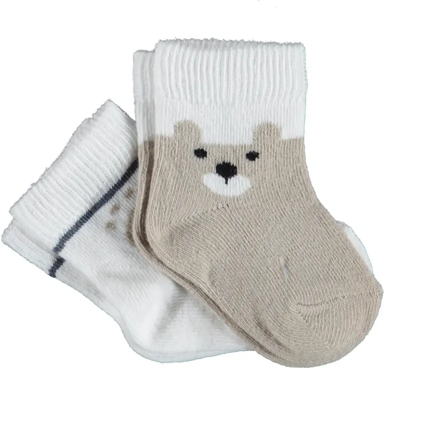 Bibaby Erkek Organik Çorap Soket 2li Happy Bear Kahve - 1