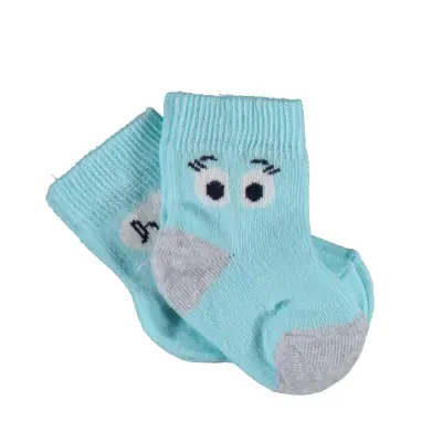 Bibaby Erkek Organik Çorap Soket 2li Hi Ekru - Mint - 3