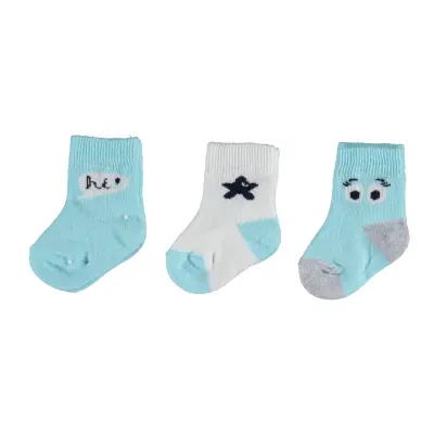 Bibaby Erkek Organik Çorap Soket 3lü Hi Mint
