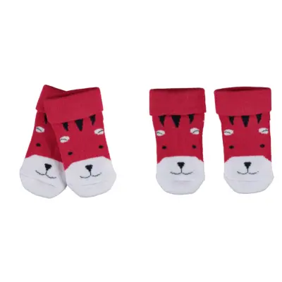 Bibaby Erkek Organik Çorap Soket Havlu Tiger Kırmızı